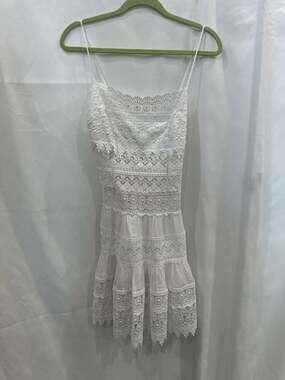 Charo Ruiz Ibiza White Lace Embroidered Sleeveless Mini Dress